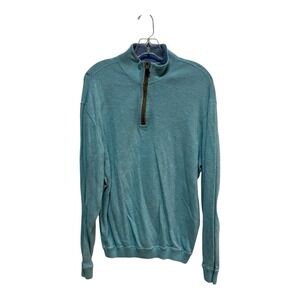 Daniel Cremieux Mens Large‎ Pullover Sweater Light Blue w/ Leather Elbow Patches